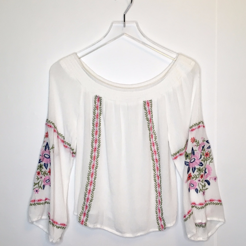 charlotte russe | Embroidered Gauzy OffShoulder B1